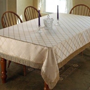 Astoria Grand Bedford Damask Design Fringe Tablecloth ASTG8104